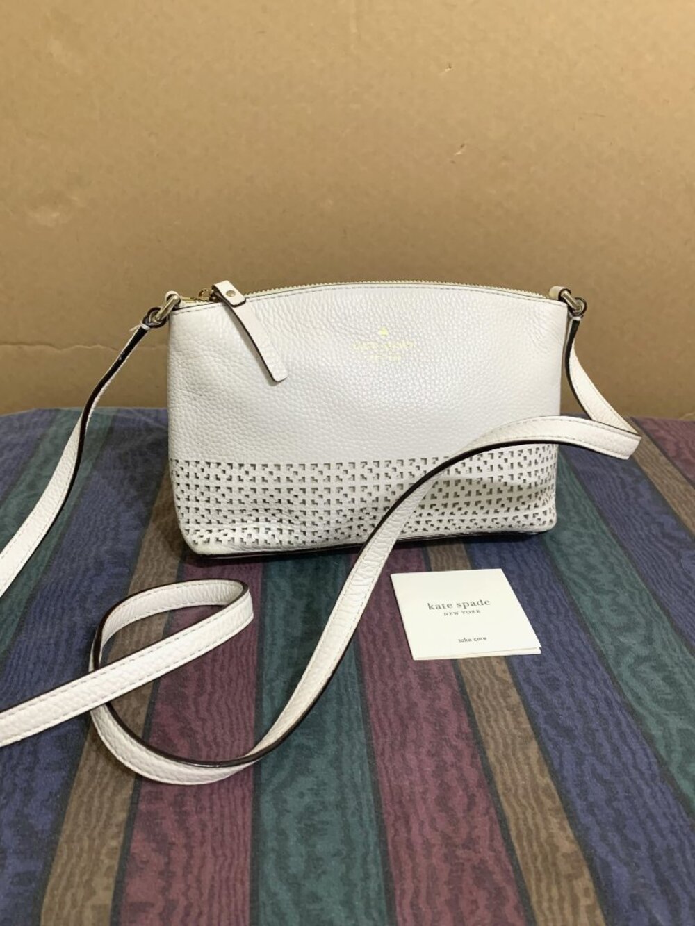 KATE SPADE Alpine White WAKEFIELD LN MILLIE Perforated Leather Crossbody